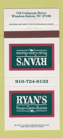 Matchbook Cover - Ryan's Restaurant Winston Salem NC 30 Strike