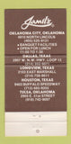 Matchbook Cover - Jamil's Lebanese Restaurant Oklahoma City OK Dallas 30 Strike