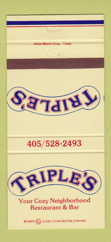 Matchbook Cover - Triple's Restaurant Oklahoma City OK 30 Strike