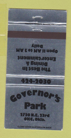 Matchbook Cover - Governor's Park Oklahoma City OK 30 Strike