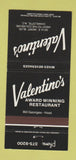Matchbook Cover - Valentino's Restaurant Charlotte NC 30 Strike