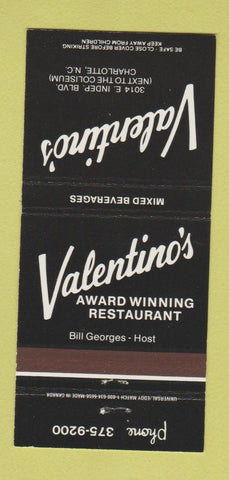 Matchbook Cover - Valentino's Restaurant Charlotte NC 30 Strike