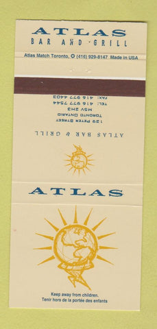 Matchbook Cover - Atlas Bar Grill Toronto ON 30 Strike
