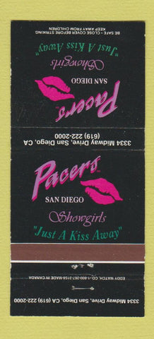Matchbook Cover - Pacers Strip Club San Diego CA girlie 30 Strike