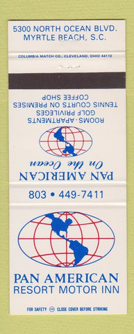 Matchbook Cover - Pan American Resort Inn Myrtle Beach SC 30 Strike