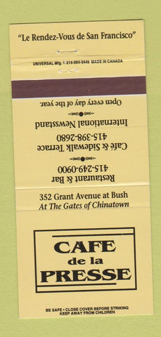 Matchbook Cover - Cafe de la Presse San Francisco CA 30 Strike