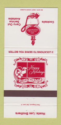 Matchbook Cover - Les Brothers Restaurant Christmas 30 Strike