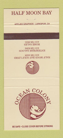 Matchbook Cover - Ocean Colony Half Moon Bay CA 30 Strike