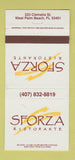 Matchbook Cover - Sforza Ristorante West Palm Beach FL 30 Strike