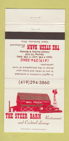 Matchbook Cover - Steer Barn Restaurant Upper Sandusky OH 30 Strike
