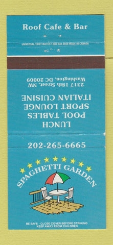 Matchbook Cover - Spaghetti Garden Roof Cafe Bar Washington DC Italian 30 Strike