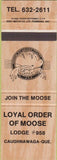 Matchbook Cover - Matchbook Cover Moose Lodge Caughnawaga QC