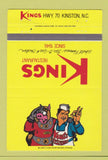 Matchbook Cover - Kings Restaurant Kingston NC BBQ 40 Strike