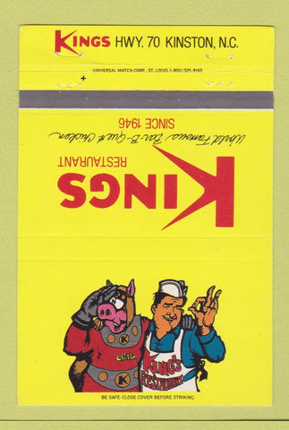 Matchbook Cover - Kings Restaurant Kingston NC BBQ 40 Strike