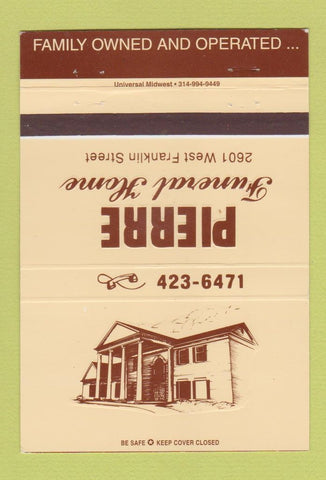 Matchbook Cover - Pierre Funeral Home  40 Strike
