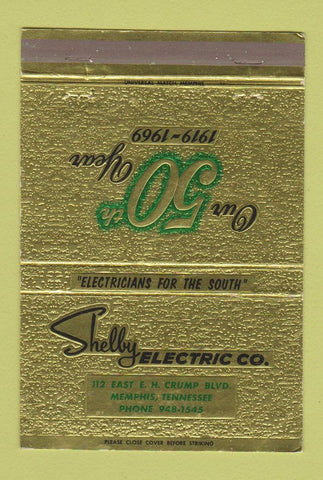 Matchbook Cover - Shelby Electric Memphis TN 1969 40 Strike