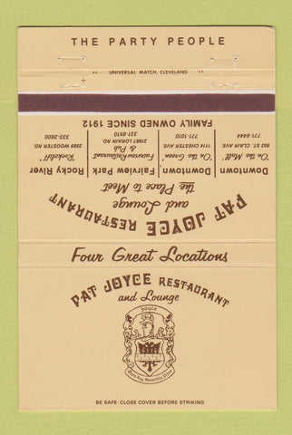 Matchbook Cover - Pat Joyce Restaurant Cleveland OH 40 Strike