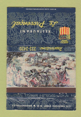 Matchbook Cover - Restaurant Le Provencal Washington DC 40 Strike