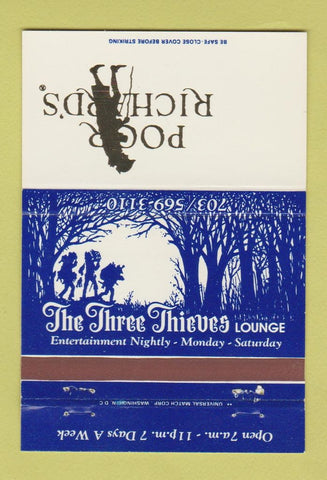 Matchbook Cover - Poor Richard's Three Thieves Springfield VA 40 Strike