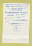 Matchbook Cover - Poor Richard's Three Thieves Springfield VA 40 Strike