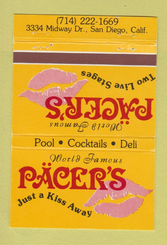 Matchbook Cover - Pacer's Strip Club San Diego CA 40 Strike