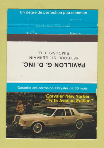 Matchbook Cover - Chrysler New Yorker Pavillon Rimouski QC WEAR 40 Strike
