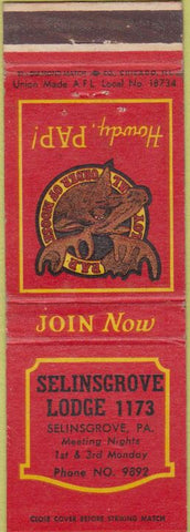 Matchbook Cover - Matchbook Cover Moose Lodge Selinsgrove PA