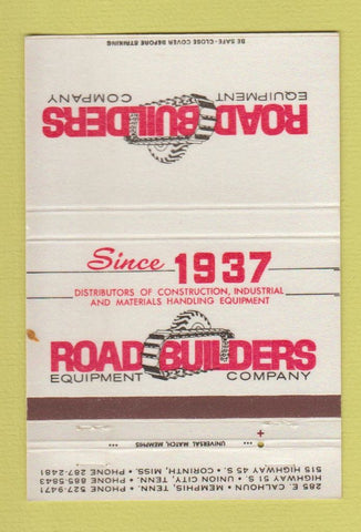 Matchbook Cover - Road Builders Equipment Harvester Memphis TN 40 Strike