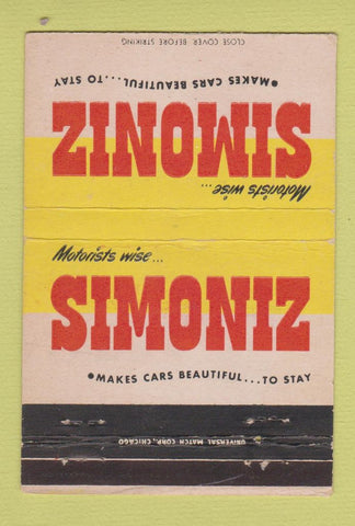 Matchbook Cover - Simoniz Auto Polish Wax Coating 40 Strike