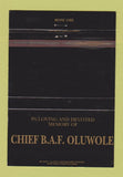 Matchbook Cover - Chief BAF Oluwole 40 Strike