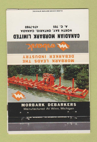 Matchbook Cover - Canadian Morbark North BAY ON tree bark removal  40 Strike