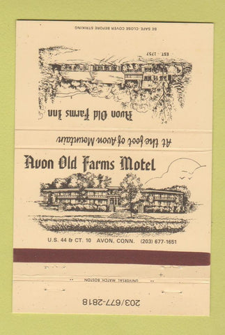 Matchbook Cover - Avon Old Farms Motel Avon CT 40 Strike