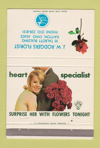 Matchbook Cover - FTD Flowers JW Rogers Dayton OH 40 Strike