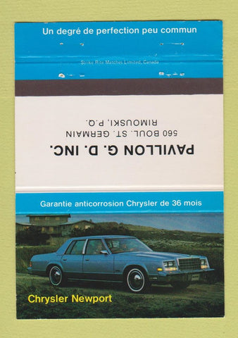 Matchbook Cover - Chrysler Newport Pavillon Rimouski QC 40 Strike