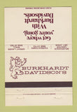 Matchbook Cover - Burkhardt Davidson's Cleveland OH 40 Strike