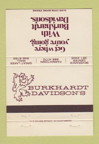 Matchbook Cover - Burkhardt Davidson's Cleveland OH 40 Strike