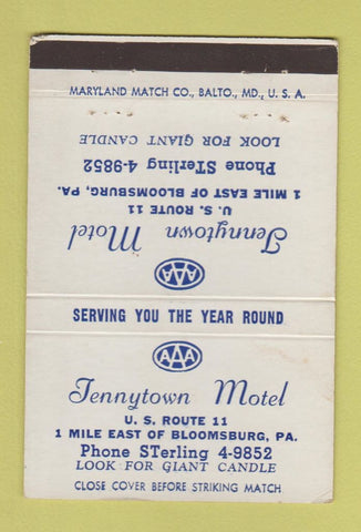 Matchbook Cover - Tennytown Motel Bloomsburg PA 40 Strike