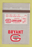 Matchbook Cover - Bryant General Tire Birmingham Huntsville Decatur AL 40 Strike