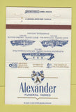 Matchbook Cover - Alexander Funeral Homes Evansville IN 40 Strike
