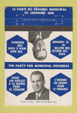 Matchbook Cover - Leo Ouellett Mayor Election St Leonard QC WEAR 40 Strike