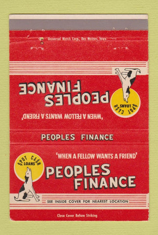 Matchbook Cover - Peoples Finance Des Moines IA Dubuque Ottumwa  40 Strike