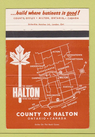 Matchbook Cover - Halton County Ontario Milton ON 40 Strike
