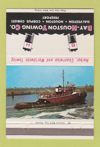 Matchbook Cover - Bay Houston Towing Galveston Corpus Christi TX 40 Strike