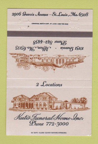 Matchbook Cover - Kutis Funeral Home St Louis MO CREASED 40 Strike