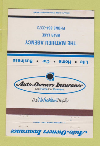 Matchbook Cover - Mathieu Insurance Agency Bear Lake 40 Strike