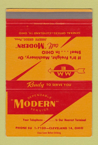 Matchbook Cover - Modern Service Trucking Cleveland OH SAMPLE 40 Strike