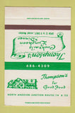 Matchbook Cover - Thompson's Restaurant North Andover MA SAMPLE 40 Strike
