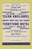 Matchbook Cover - Tennytown Motel Bloomsburg PA WEAR 40 Strike