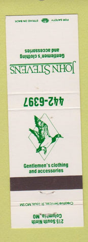 Matchbook Cover - John Stevens Men's Clothes Columbia MO