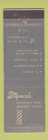 Matchbook Cover - Stynee's Barber Shop Los Angeles CA